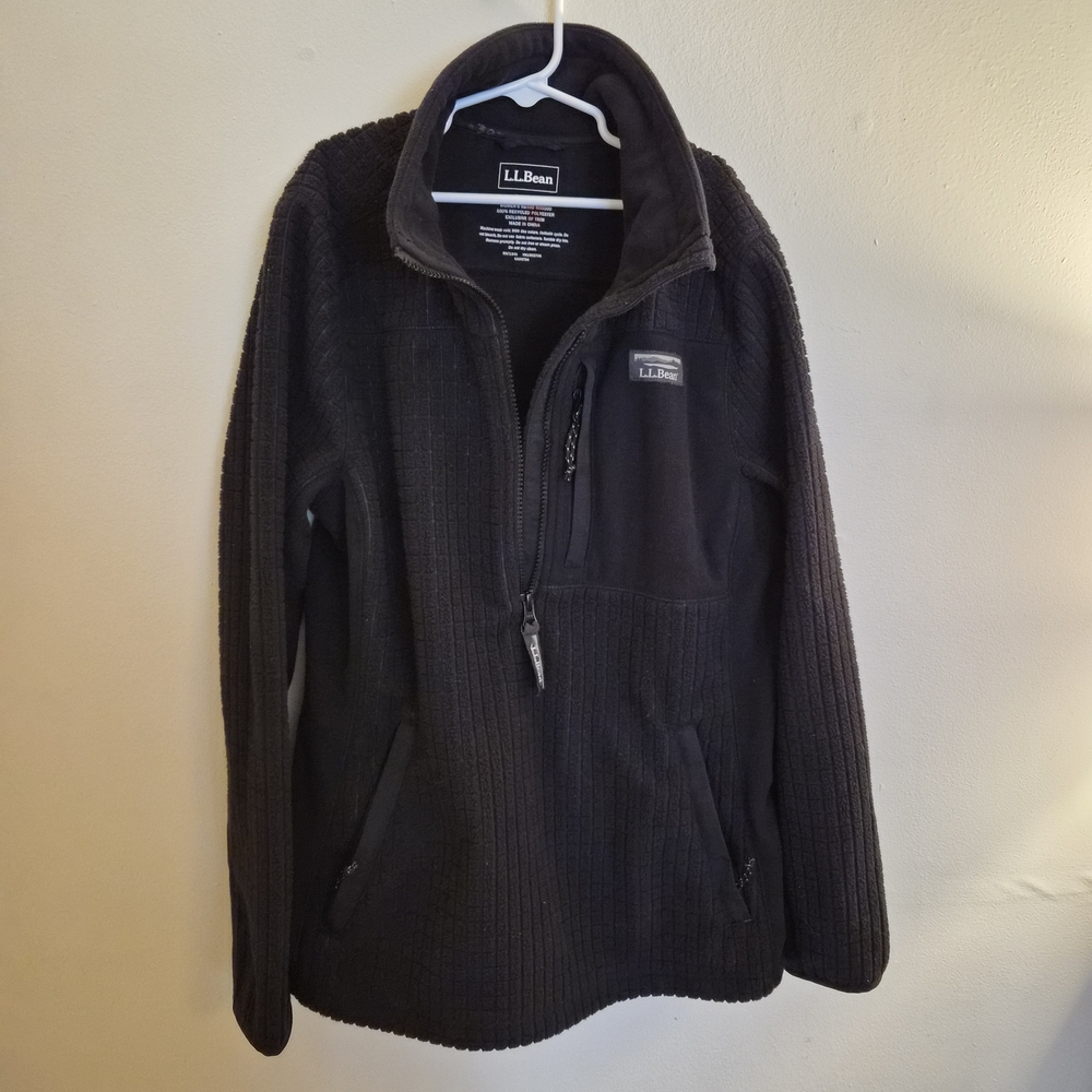 L.L.Bean Black Quarter-Zip Fleece Pullover